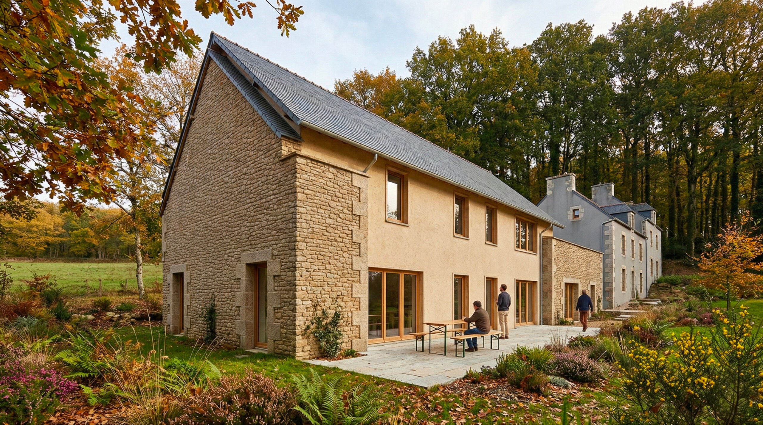 Clohars-CarnoëtV02 3 maisons individuelles Camors en bois éco construction de chaux chanvre