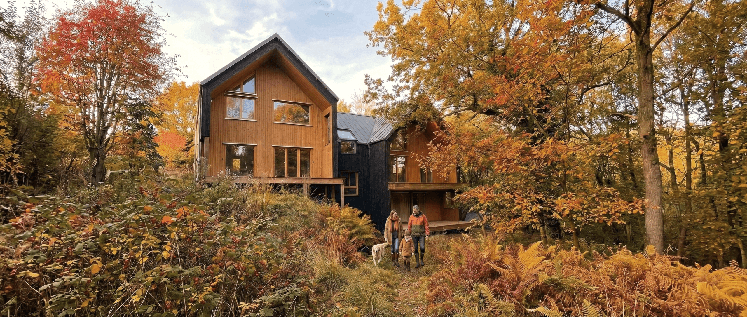 3 maisons individuelles Camors en bois éco construction de chaux chanvre