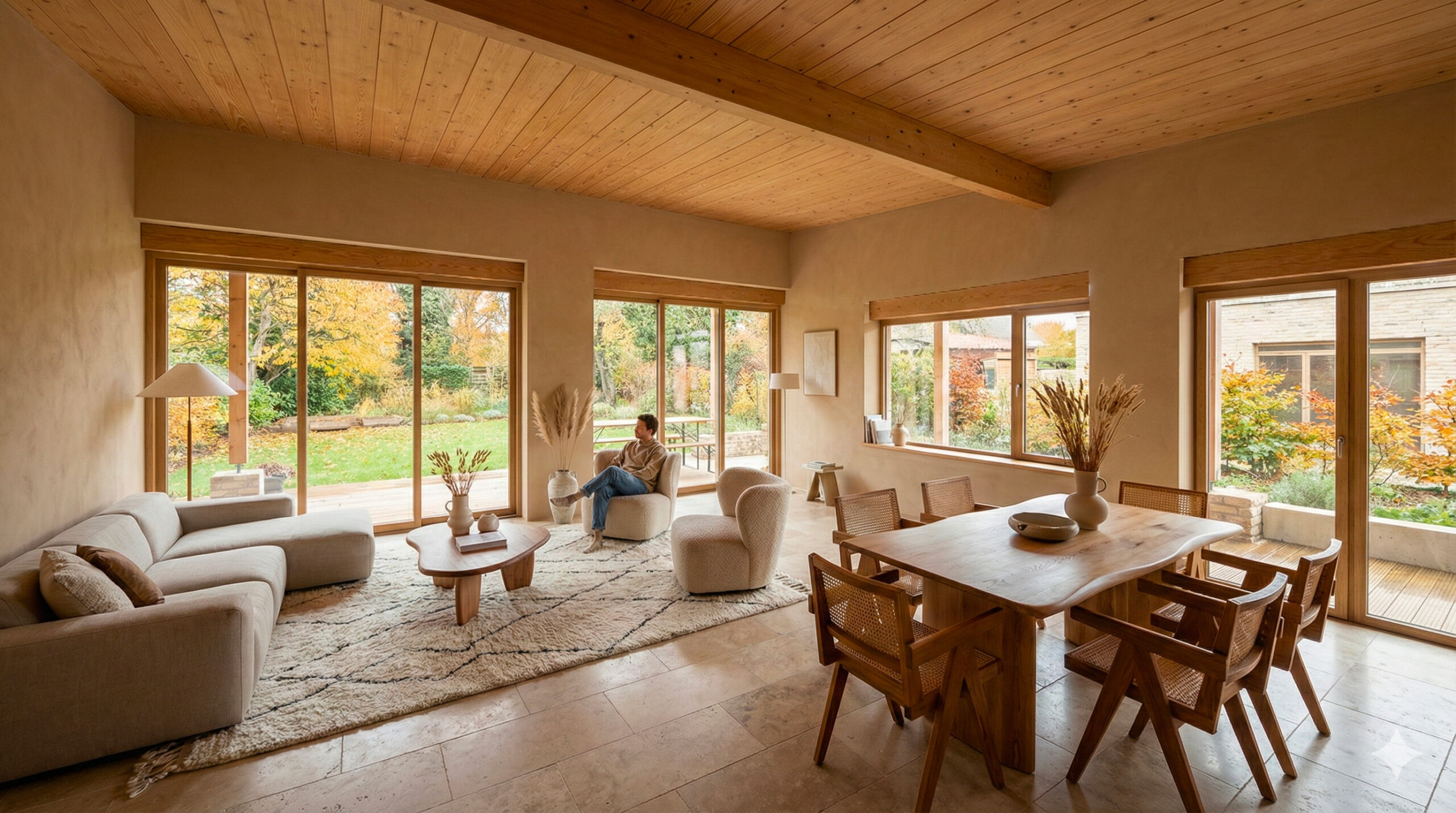 Intérieur maison biosourcé Morbihan 3 maisons individuelles Camors en bois éco construction de chaux chanvre